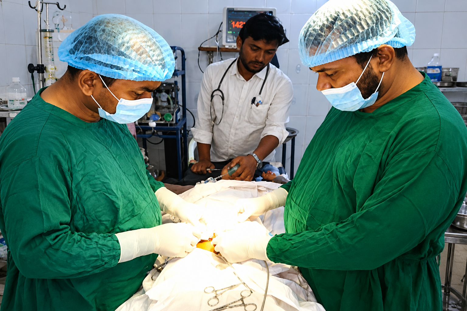 Medical team providing Caesarean section care